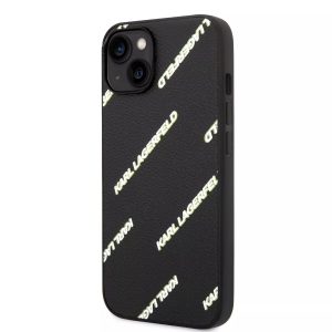 Karl Lagerfeld Grained Leather Logomania Impact Case For iPhone 14 Black