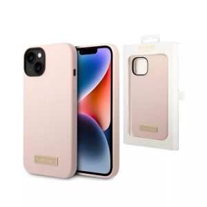 Genuine Guess Classic Silicone Magsafe Impact Case for iPhone 14 Plus Pink