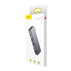 Official Baseus HUB Harmonica 5-in-1 Adapter - Gray