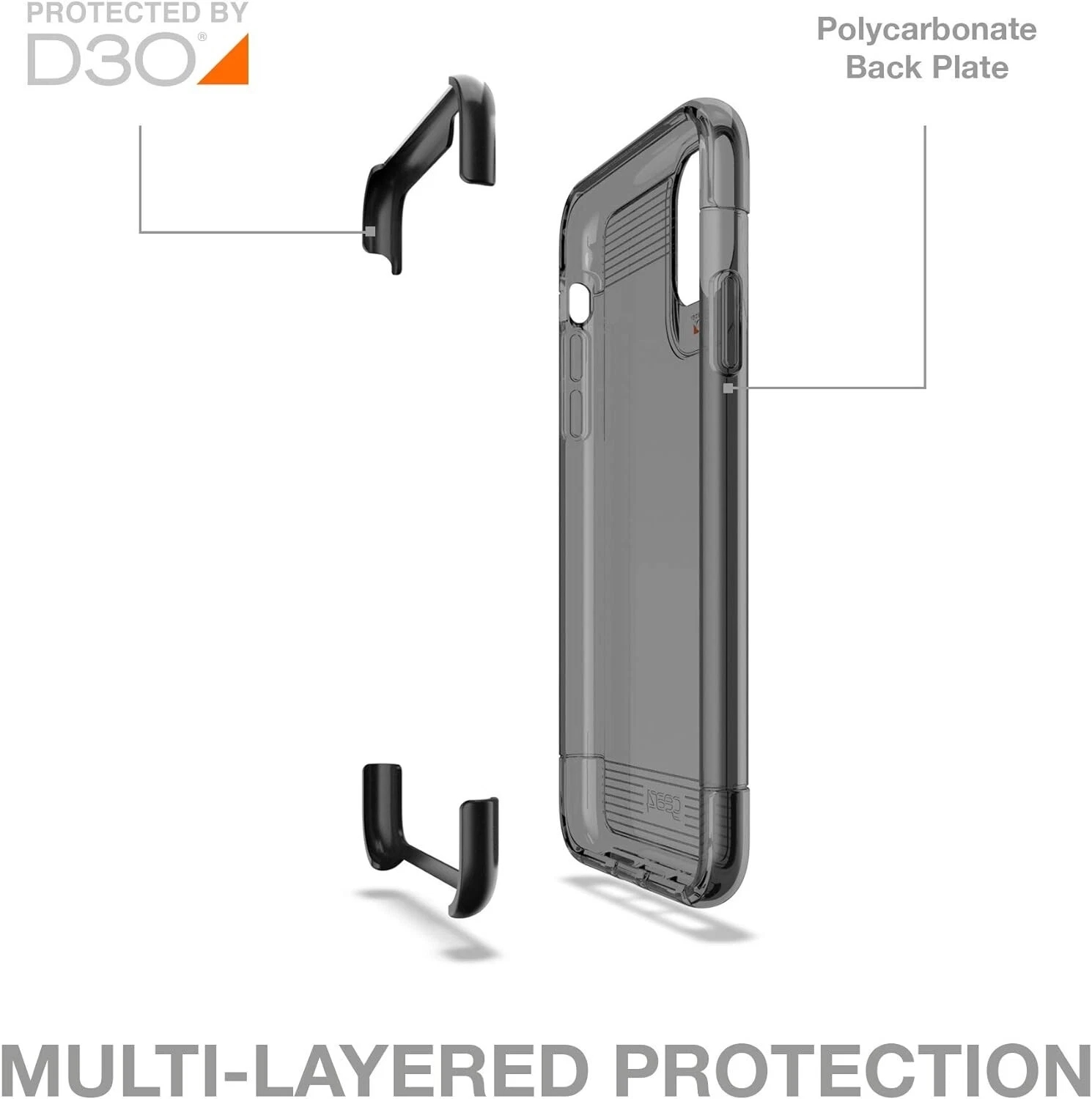 GEAR4 Wembley D30 Impact Transparent for iPhone 11 Pro Max Case - Black - Image 6