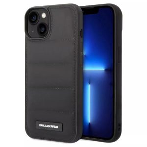 Genuine Karl Lagerfeld Quilted Puffy Metal Logo Case for Apple iPhone 15