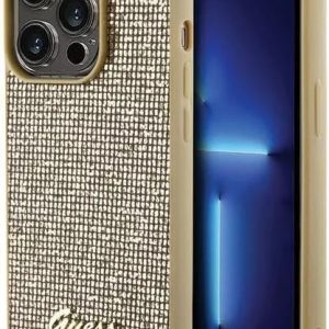 Genuine Guess Square Mirror Script Logo Impact Case Cover For iPhone 15 Pro