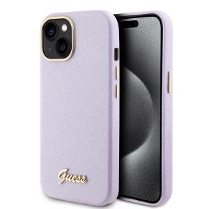 Genuine Guess Lilac Glitter Impact Protection Case Cover For iPhone 15