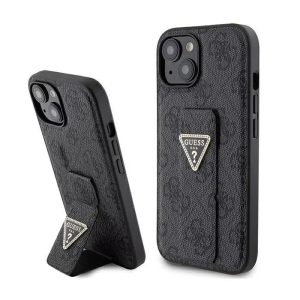 Genuine Guess Triangle Logo Impact Grip Stand Case Cover for iPhone 15 Grey