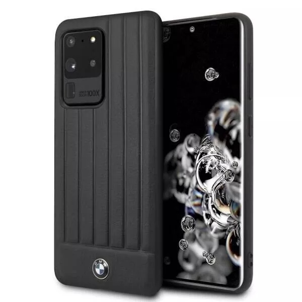 Genuine BMW Signature Black Leather Impact Case for Samsung Galaxy S20 Ultra