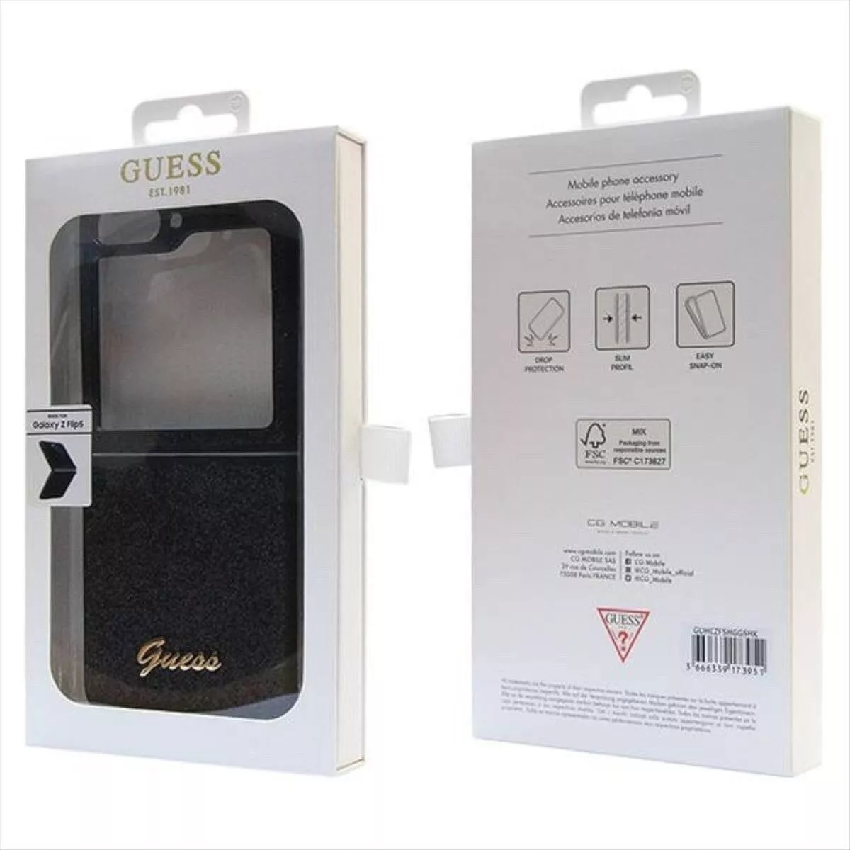 Genuine Guess Script Black Glitter Case Cover For Samsung Galaxy Z Flip 5 - Image 8