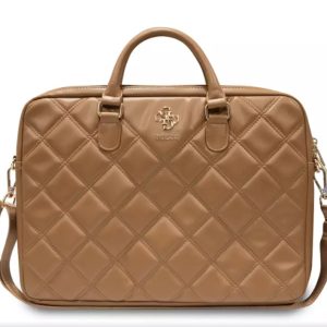 Genuine Guess Quilted Grained Computer Bag 16" Brown for laptop MacBook