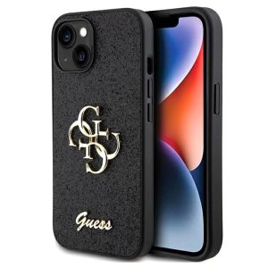 Genuine Guess Glitter Impact Protection Fashion Case Cover For iPhone 15 Black