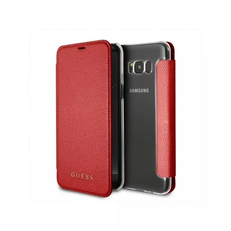 Genuine GUESS Iridescent Collection Book Case for Samsung Galaxy S8+ Plus Red