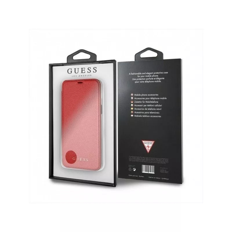 Genuine GUESS Iridescent Collection Book Case for Samsung Galaxy S8+ Plus Red - Image 5