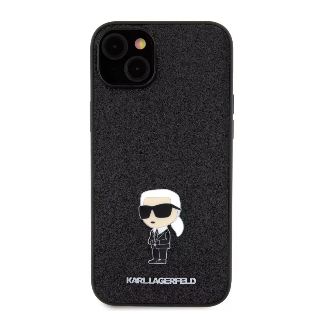 Genuine Karl Lagerfeld Metal Figure Glitter Case Cover for Apple iPhone 15 Plus - Image 2