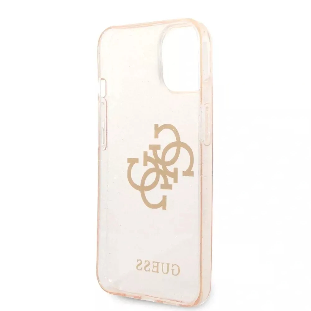Genuine Guess 4G Big Logo Gold Glitter Case Apple iPhone 14 Plus Clear Rose Gold - Image 5