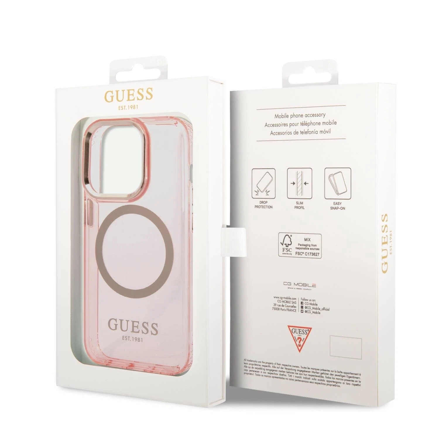 Genuine Guess Transparent Pink Magsafe Impact Case for Apple iPhone 14 Pro Max - Image 8