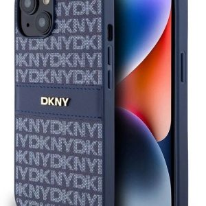 Genuine DKNY Leather Checkered Pattern & Tonal Stripe Impact Case for iPhone 14