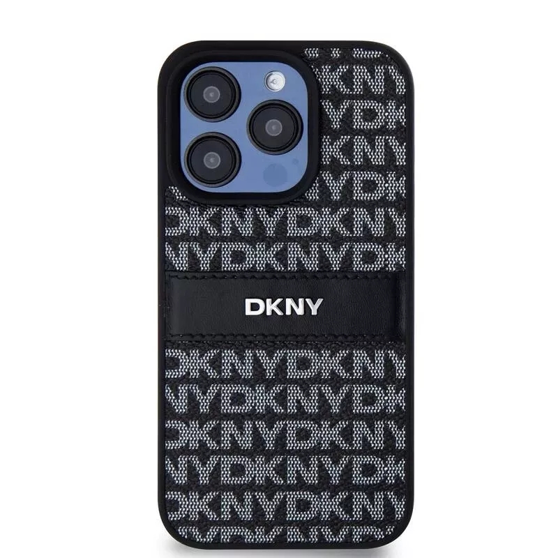 Genuine DKNY Leather Checkered Pattern Tonal Stripe Impact Case iPhone 15 Pro - Image 2