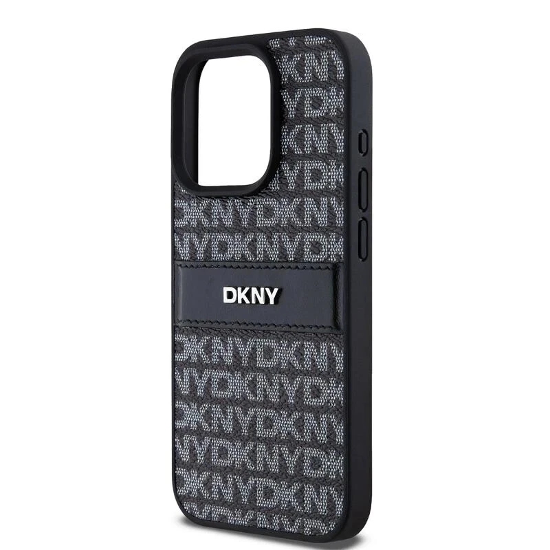 Genuine DKNY Leather Checkered Pattern Tonal Stripe Impact Case iPhone 15 Pro - Image 4