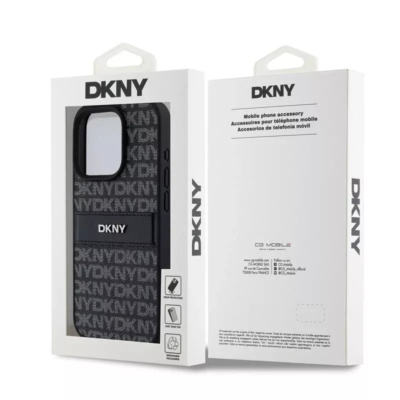 Genuine DKNY Leather Checkered Pattern Tonal Stripe Impact Case iPhone 15 Pro - Image 5