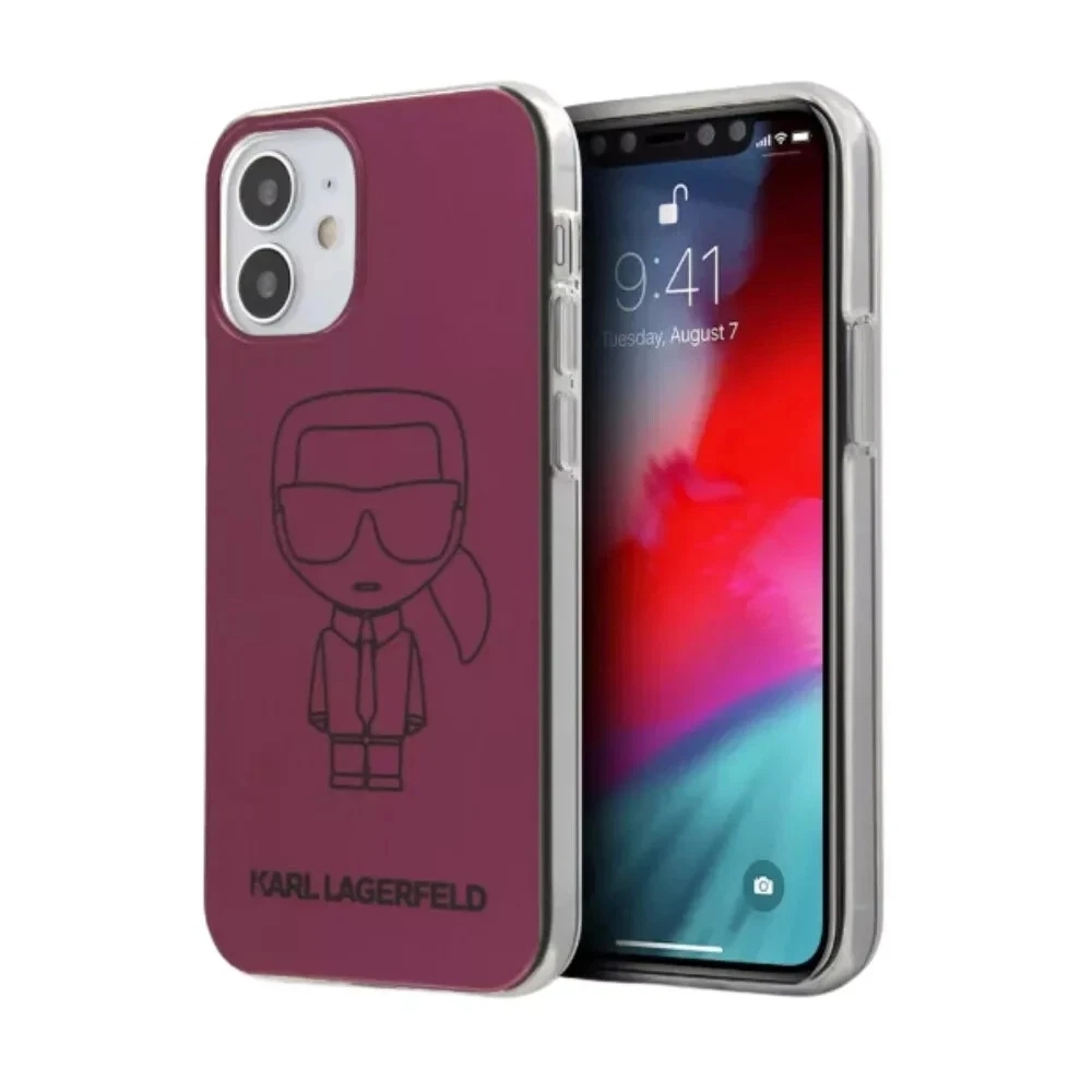 Genuine Karl Lagerfeld Iconic Outline TPU Purple Case Cover for iPhone 12 Mini