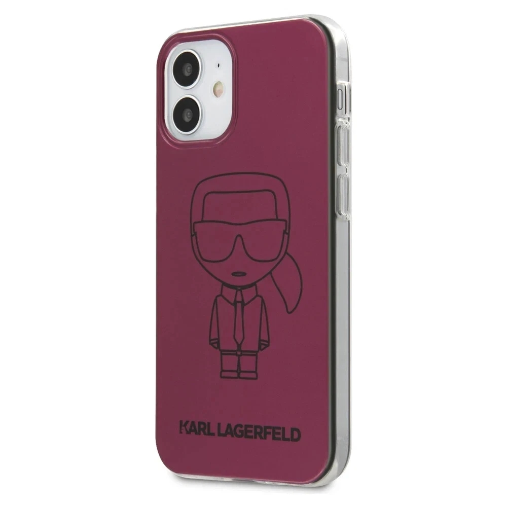 Genuine Karl Lagerfeld Iconic Outline TPU Purple Case Cover for iPhone 12 Mini - Image 2