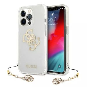 Genuine Guess Charmed 4G Gold Logo Impact Case iPhone 13 Pro - Transparent
