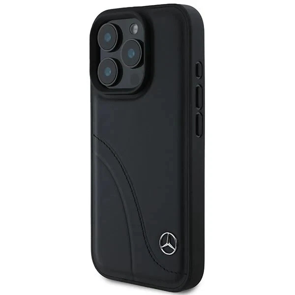 Genuine Mercedes Curved Stiched Leather Impact Protection Case iPhone 16 Pro - Image 3