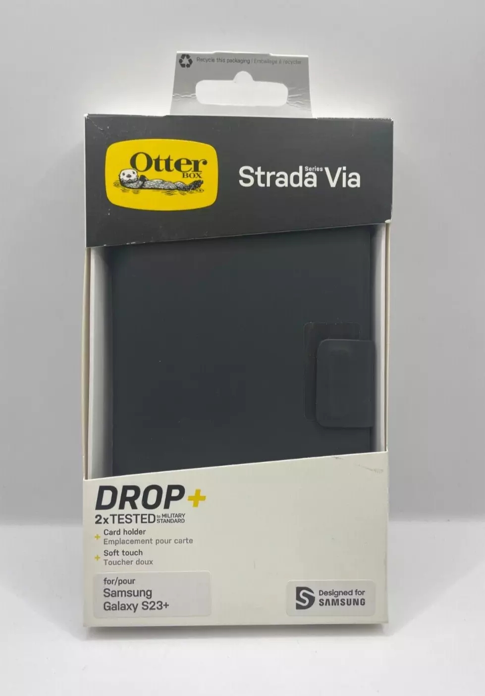 Otterbox Samsung Galaxy S23+ Strada Via Folio Case Wallet Cover Black Impact