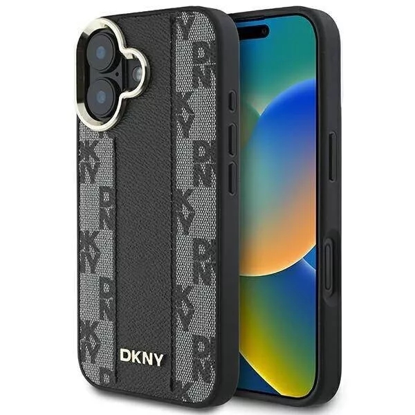 DKNY Leather Checkered Pattern Stripe MagSafe Impact Case For iPhone 16 Official - Image 2