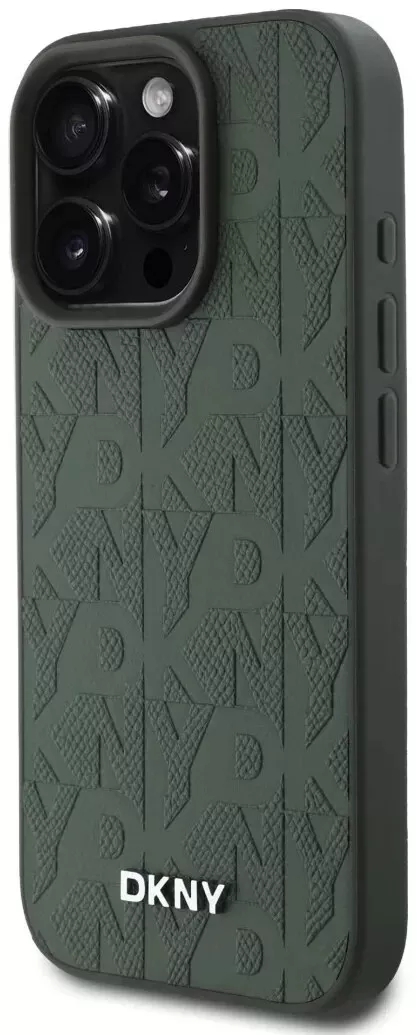 DKNY Leather Repeat Pattern Stack Logo MagSafe Case for iPhone 16 Pro - Image 3