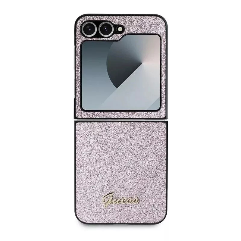 Genuine Guess Giltter 4G Metal Logo Case Cover For Samsung Galaxy Z Flip 6 Pink - Image 2