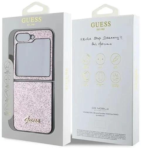 Genuine Guess Giltter 4G Metal Logo Case Cover For Samsung Galaxy Z Flip 6 Pink - Image 6