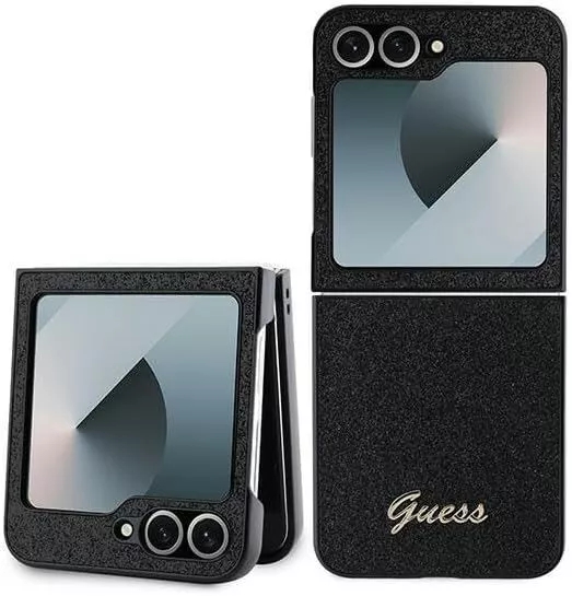 Genuine Guess Giltter 4G Metal Logo Case Cover Samsung Galaxy Z Flip 6 Black