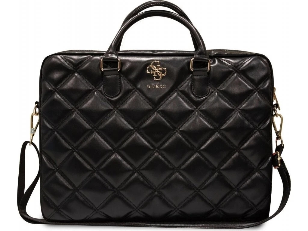 Genuine Guess Quilted Grained Computer Bag 16" Black for laptop MacBook