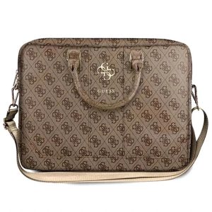 Genuine Guess 4G Up Town Computer Bag 15" Black for laptop Brown