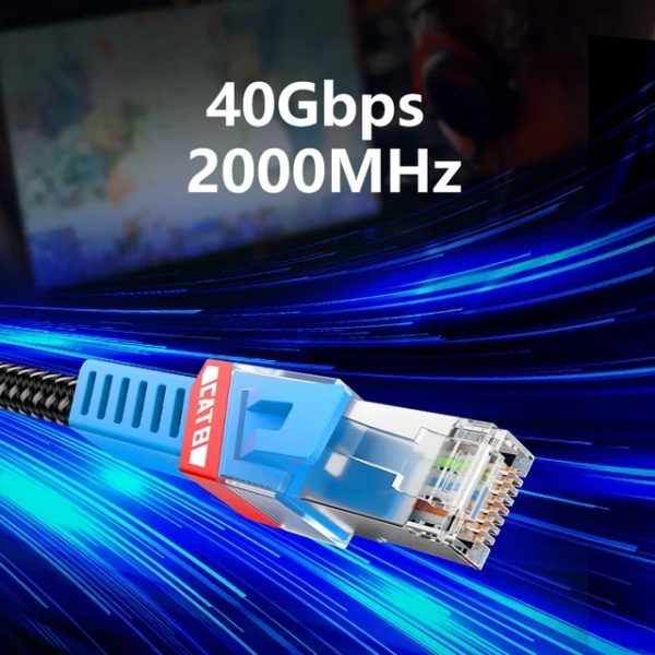 Ethernet Cable RJ45 Cat8 40GBPS Network Gaming Super Fast LAN SSTP Patch 2 Meter - Image 2