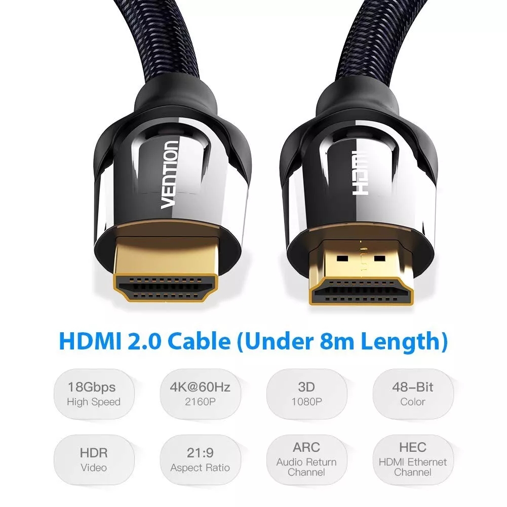 4K HDMI CABLE 2.0 HIGH SPEED PREMIUM GOLD PLATED BRAIDED LEAD 2160P 3D HDTV 2m - Image 2