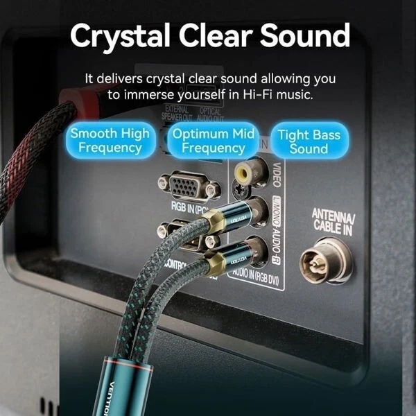 Premiu Cable AUX 3.5mm Jack to 2 RCA Audio Cable Twin Phono Speaker Stereo - Image 4