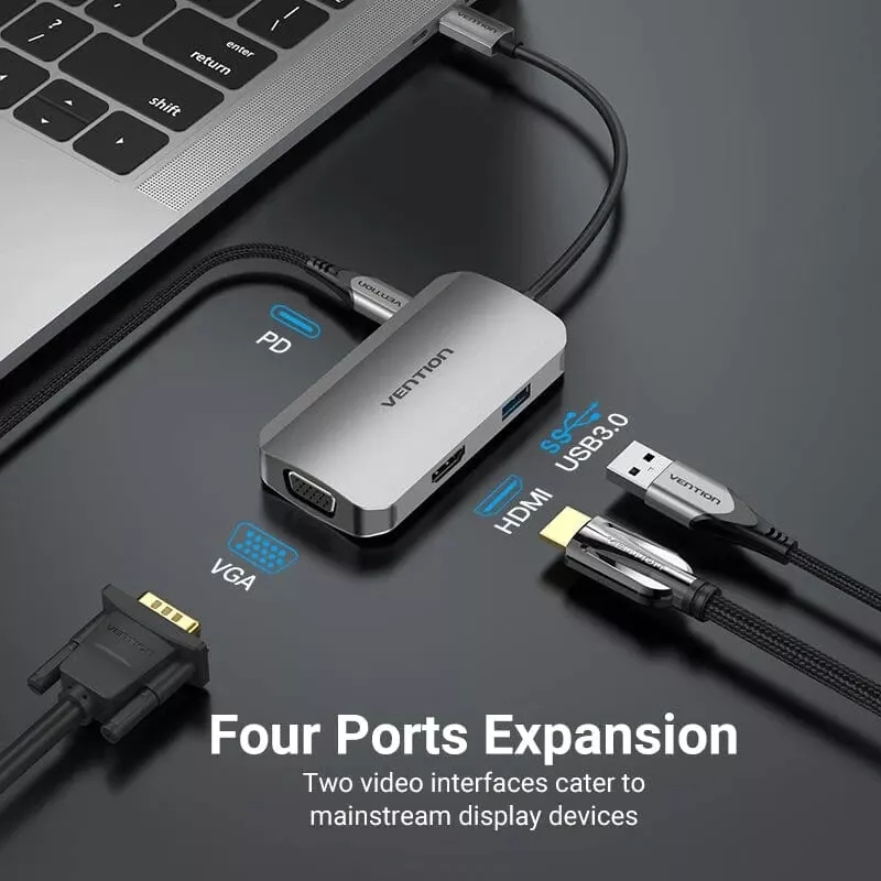 Type C To HDMI Cable Adapter 4K 100W in 1 Type C To VGA 3.0 USB C PD HUB - Image 3