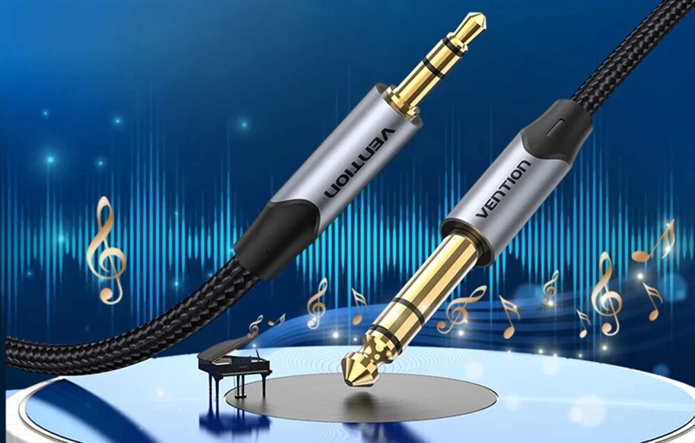 6.35mm TRS Cable Nylon Braid 1/4" Stereo Jack Male to Male Balanced Audio Lead - Image 2