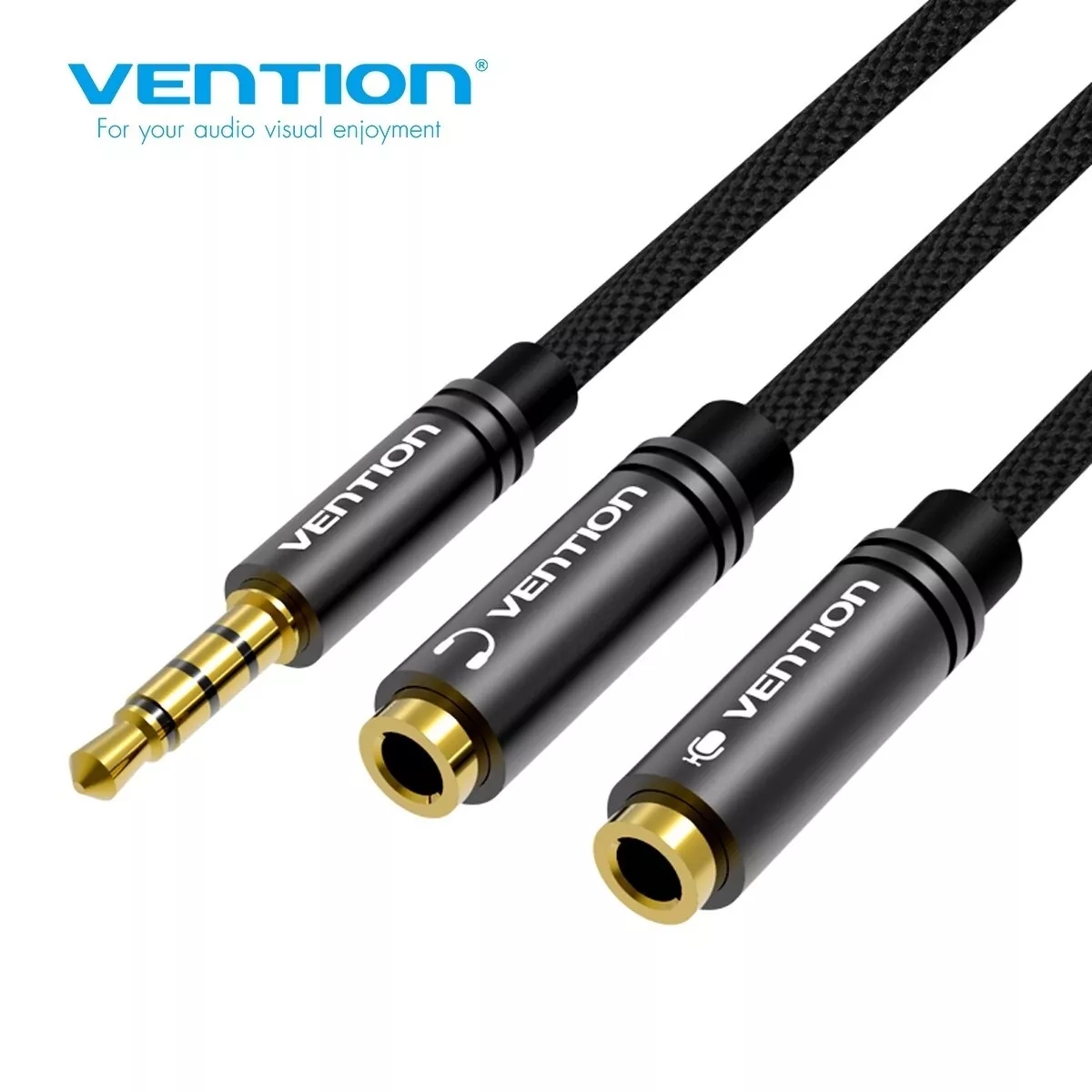 3.5mm JACK Splitter Cable Stereo Audio GOLD Male to 2 Dual Sockets Lead BLACK - Image 4