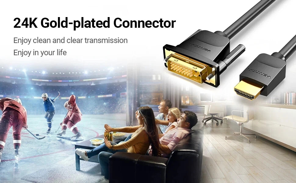 HDMI to DVI Cable DVI-D PC 4K 60H Laptop Monitor TV Adapter Converter Lead - Image 2