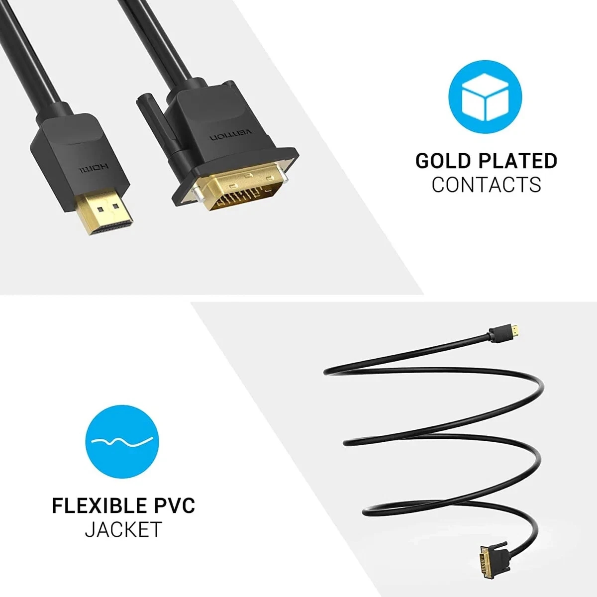 HDMI to DVI Cable DVI-D PC 4K 60H Laptop Monitor TV Adapter Converter Lead - Image 4