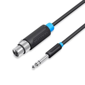 Male XLR to TRS Stereo 6.35mm Jack Low Noise Balanced Microphone Patch Cable 1m