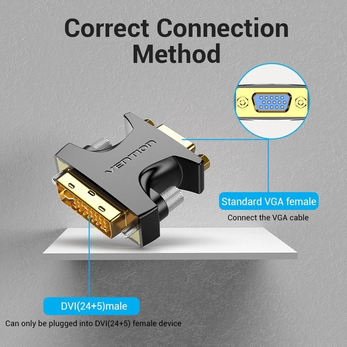 DVI-D to VGA Adapter DVI 24+1 Male SVGA 15 Pin Female Converter for PC Laptop UK - Image 3
