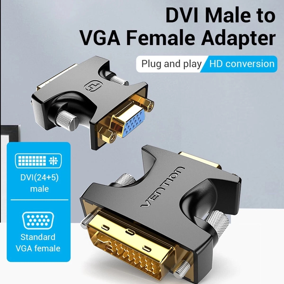DVI-D to VGA Adapter DVI 24+1 Male SVGA 15 Pin Female Converter for PC Laptop UK - Image 8