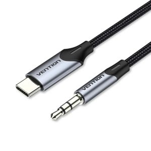 Premium Cotton Mesh Braided Cable Jacket USB Type C to 3.5mm TRS Male Cable 1m