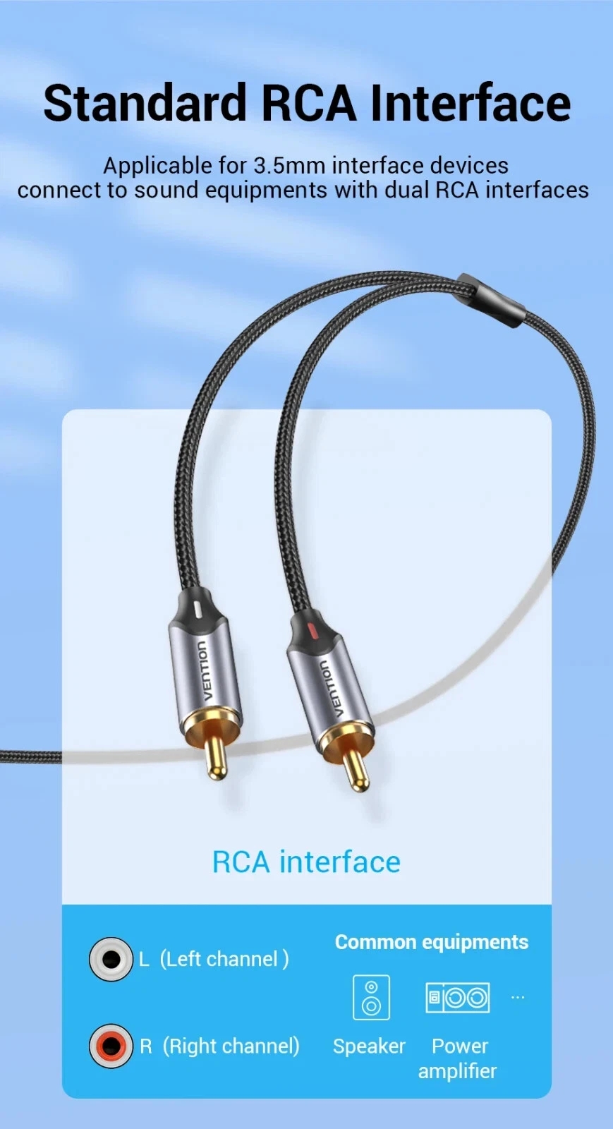 USB-C to 2 x RCA Male Audio Cable Stereo Speaker Amplifier Y Splitter 1.5m - Image 7