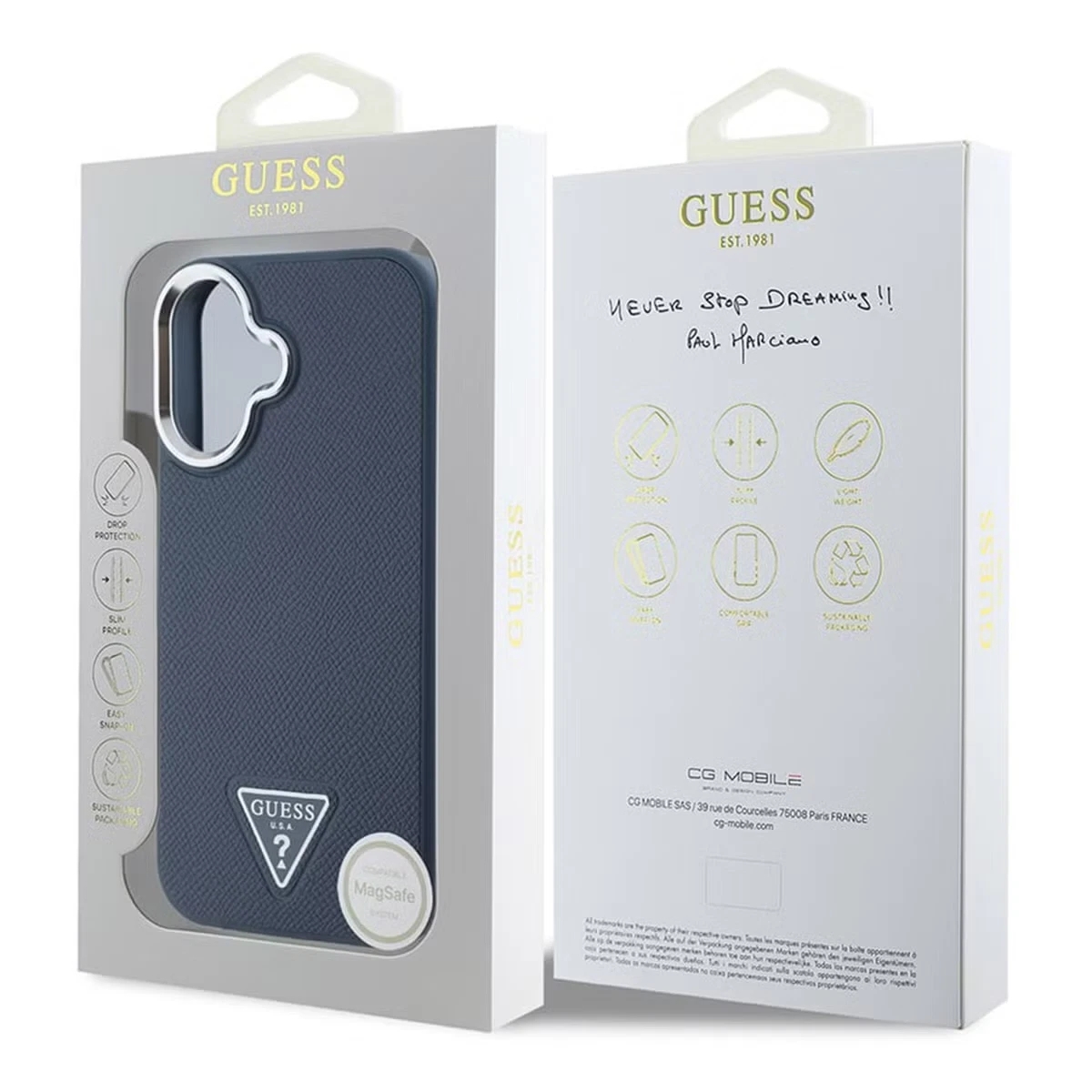 Genuine Guess 4G Metal Logo MagSafe Impact Protection Case for iPhone 16 Blue - Image 8