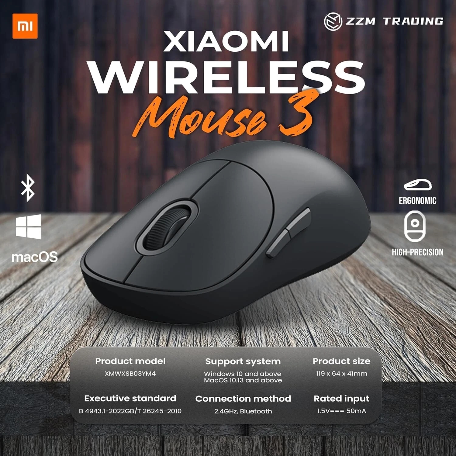 XIAOMI MI DUAL MODE WIRELESS MOUSE 3 BLACK for SURFACE IPAD MACBOOK LAPTOP - Image 2