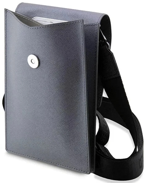 Genuine Karl Lagerfeld Saffiano Smartphone Shoulder Bag with Card Slots Silver - Image 5