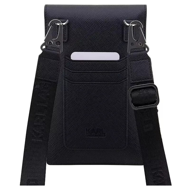 Genuine Karl Lagerfeld Saffiano Smartphone Shoulder Bag with Card Slots Black - Image 5